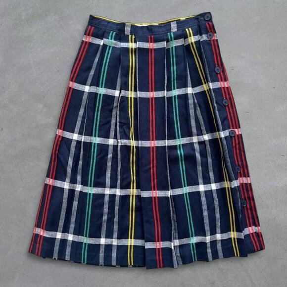 VTG 80S COLORFUL PLAID SKIRT - Picture 1 of 4